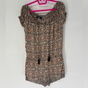 Current Elliott 100% Silk Romper with Tassels and Pockets